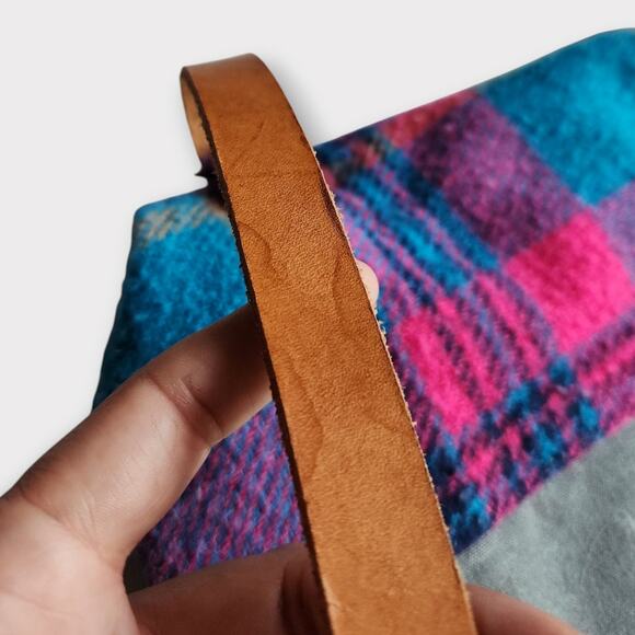 Bri Davey Seward Park Handmade Wool Plaid Backpack Canvas Leather main image 10